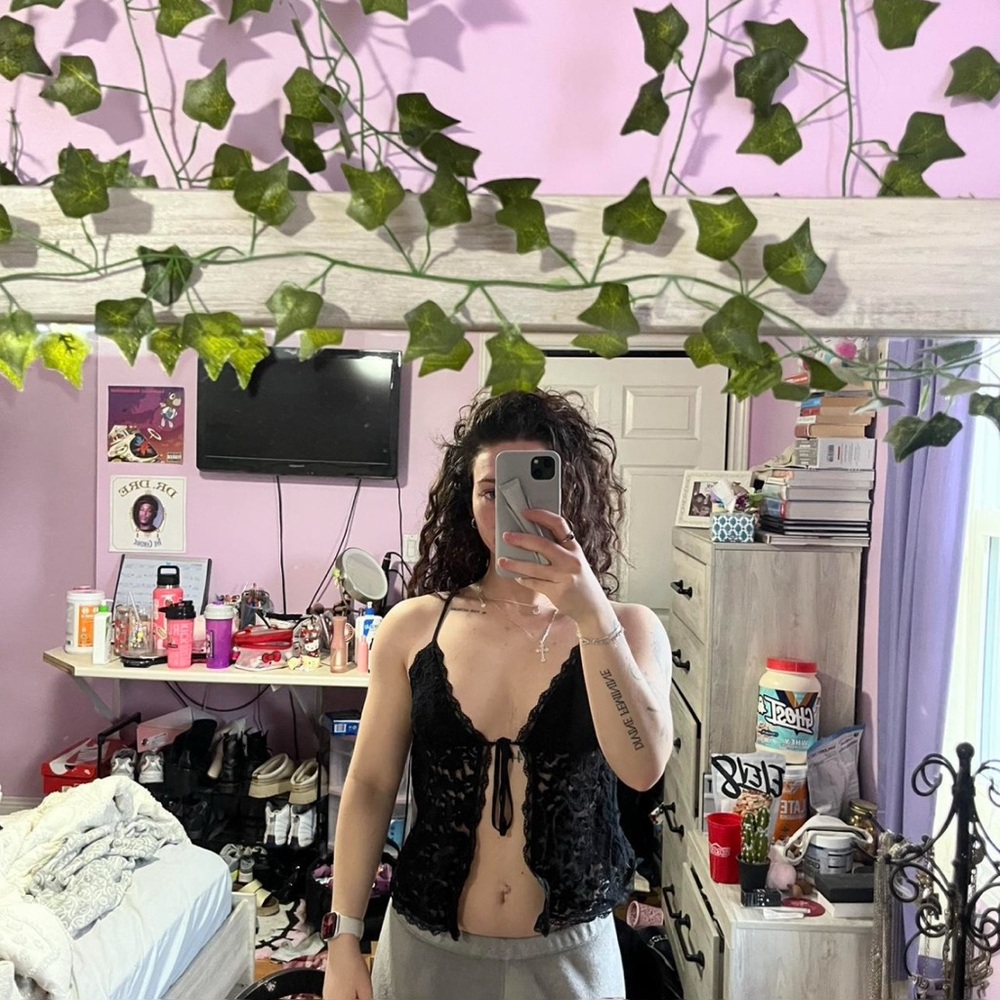 Garage Black Lace Crop Top